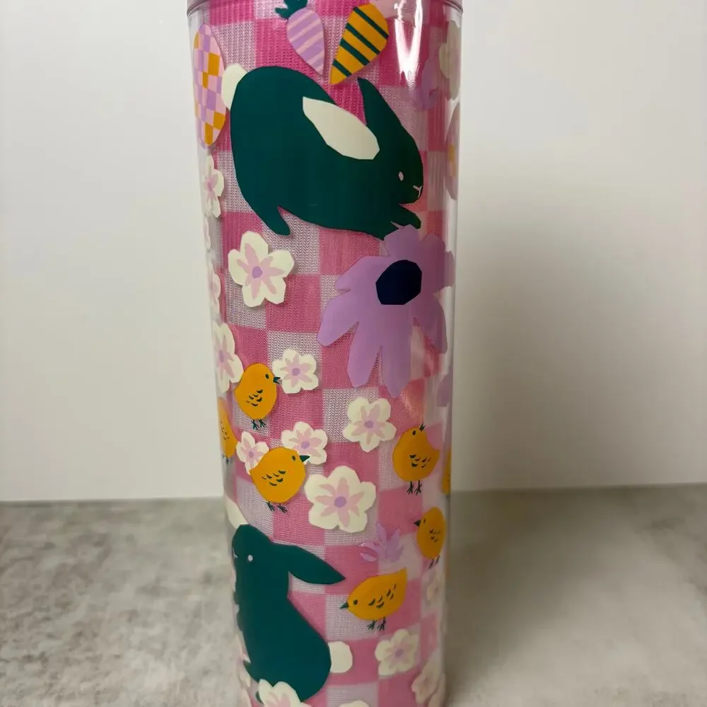 Starbucks 2023 Easter Spring Pink Mod Bunny Floral Tumbler 16oz Grande Cup